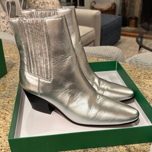 J. Crew Metallic Silver Ankle Booties